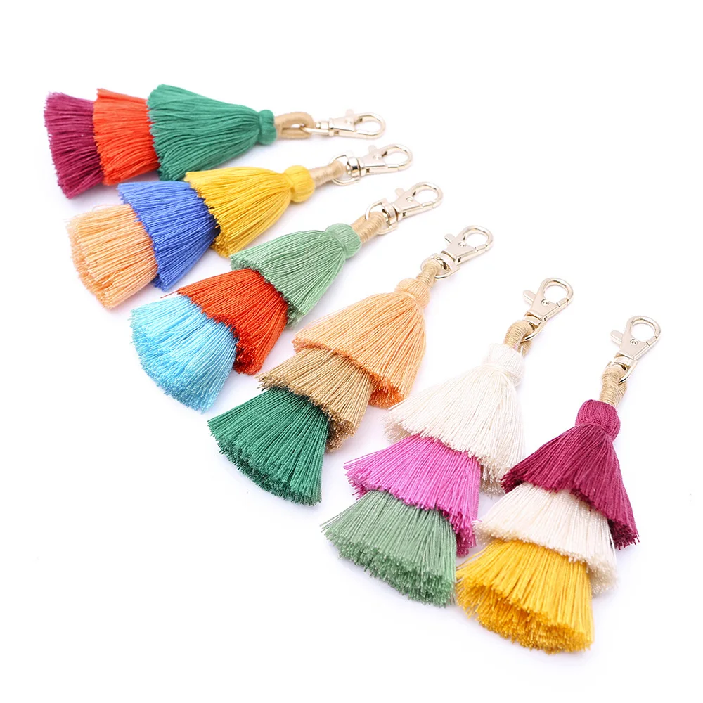 Handmade Tassel Bag Pendant Ethnic Style Ornaments Fashion Cotton Thread Tassel Key Ring Bag Accessories Decoration Parts