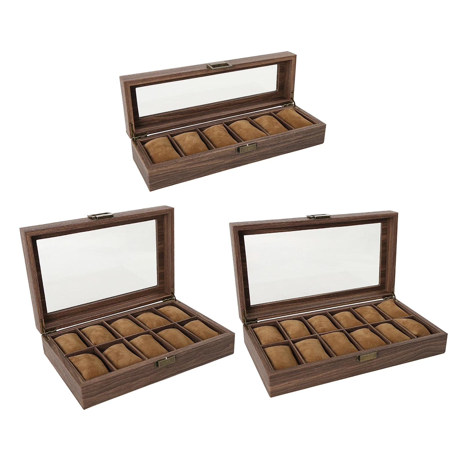 Watch Box - Display Case & Organizer for Mens - Jewelry Watch Holder- Brown, Glass Top