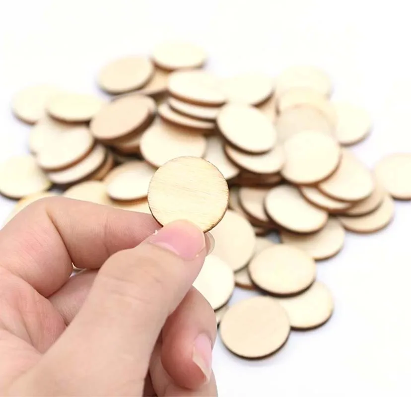 Natural Pine Round Wooden Pieces Slices Circles for Kids, DIY Painting Wood Chip, Wedding Household Decoration, Diameter 1-10cm