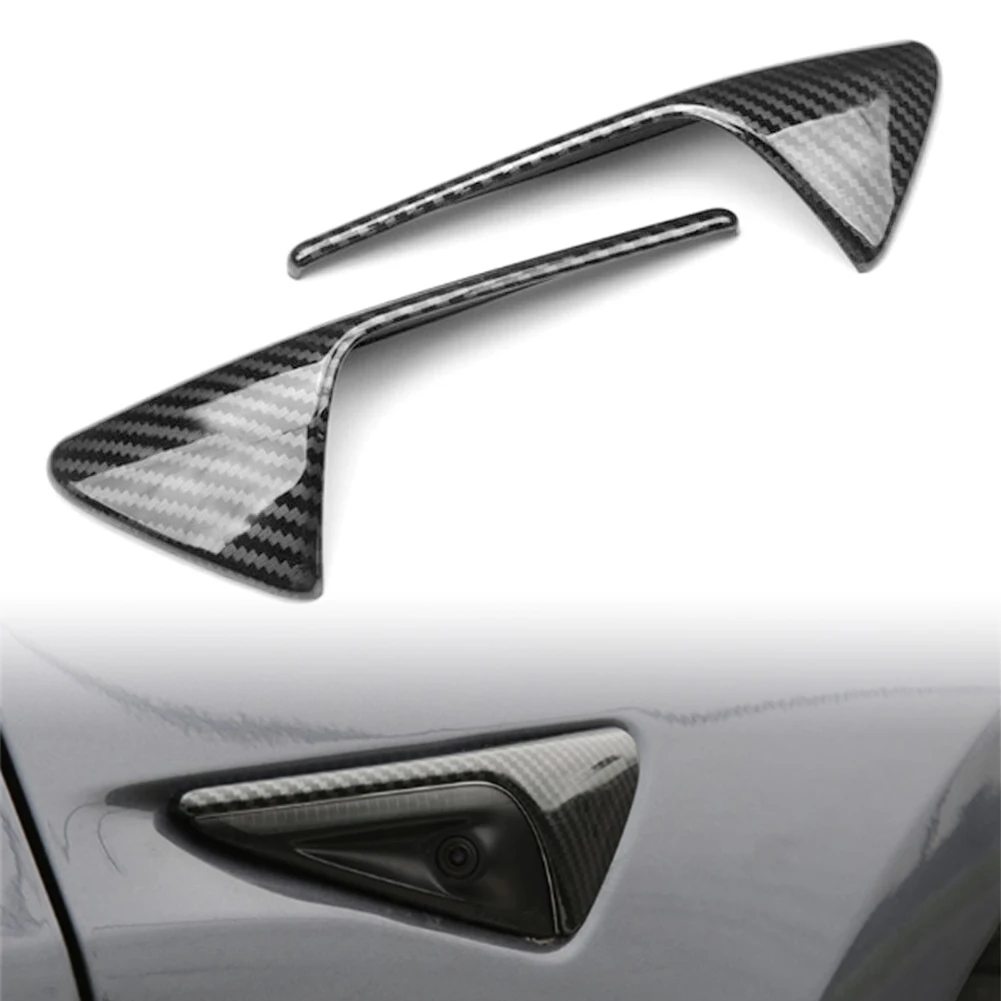 2pcs Carbon Fiber Air Vent Hood Intake Fender Cover Trim For Tesla Model 3 X S