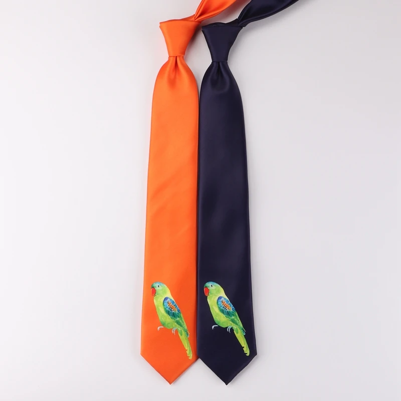 

Free shipping New male necktie Original design bird orange parrot men women party personality art casual printing birthday gift