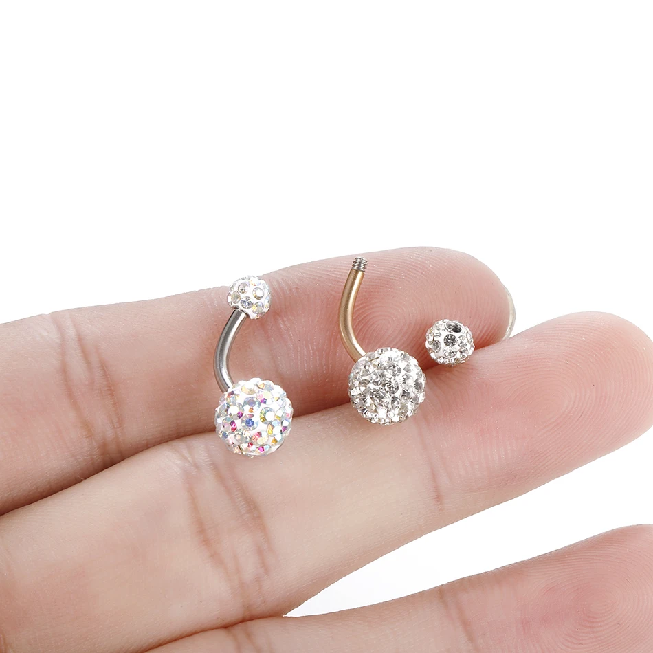 1Pc Surgical Steel Belly Button Ring Navel Piercing Nombril 14G Crystal Earrings Sexy Body Piercing Jewelry For Women Gift