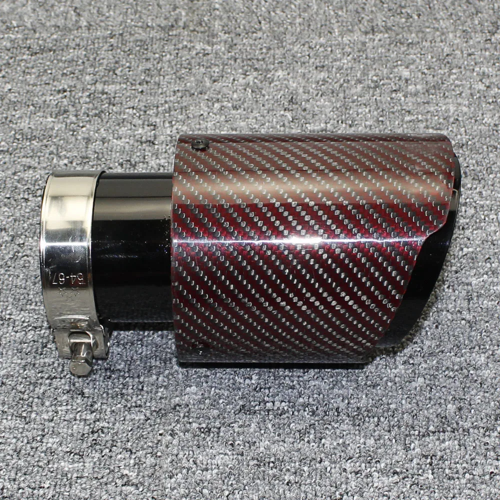 

1pcs modified carbon fiber straight mouth gloss red 304 stainless steel grilled black A.K muffler tail pipe car tail mouth