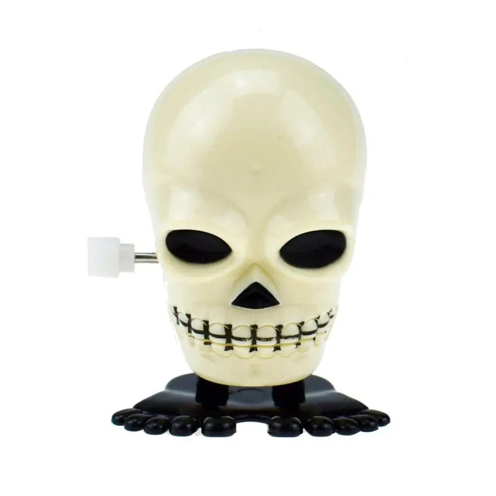 one piece Creative Funny white Skull wind up toy novelty jump Skullcandy vintage skeleton retro zabawki Halloween Christmas Gift