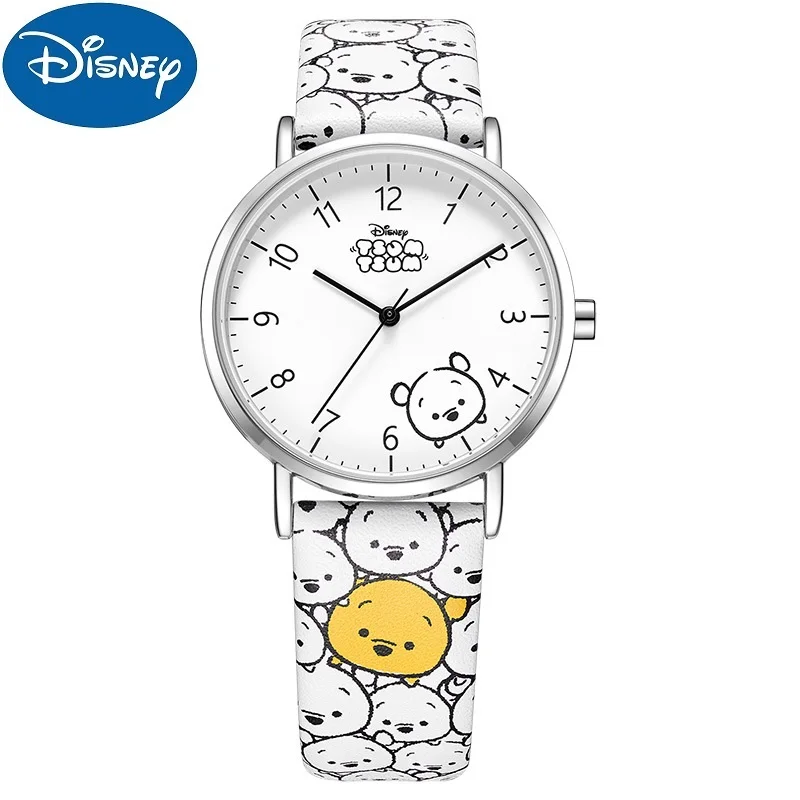 Disney Originele Kinderen Unisex Tsumtsum Cartoon Japan Quartz Casual Horloge Graffiti Pu Band Boy Girl Jeugd Tiener Student