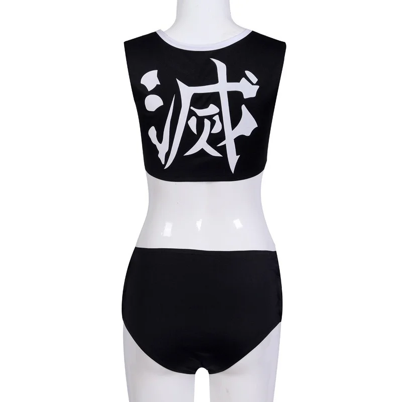 Two Piece Swimsuit Cosplay Kochou Shinobu Bikini Swimsuit Sheer Kimono Cardigan  Anime Summer Bathing Suit