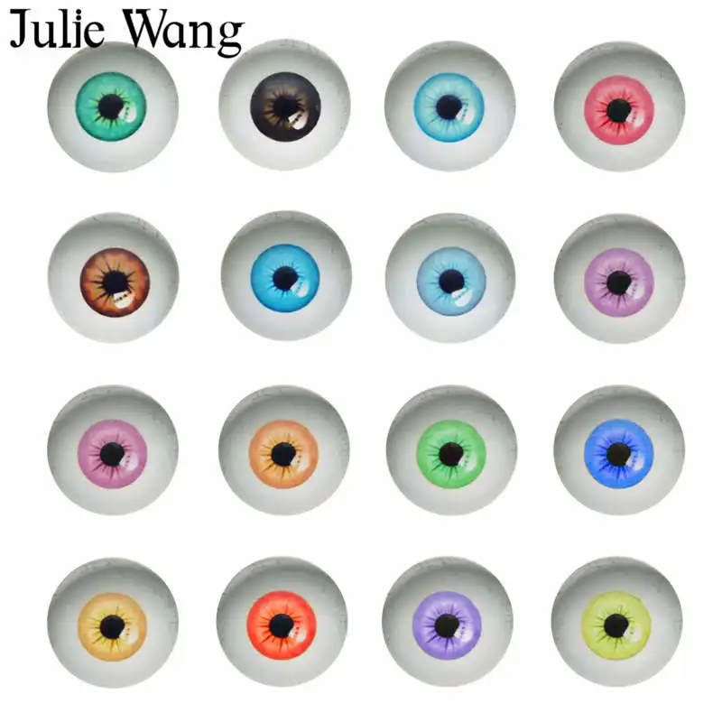 Julie Wang  6-30mm In Pairs Dragon Eyes Cabochons Flatback Round Pupil Glass Human Doll Eyes Round Jewelry Making Accessory