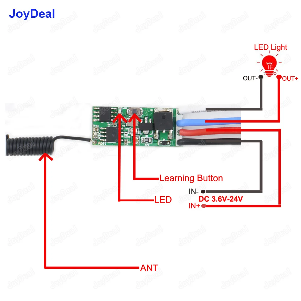 433Mhz DC 3.6V 6V 12V 24V 1CH Mini Relay Wireless RF Remote Control Switch Power LED Lamp Controller Micro Receiver Transmitter