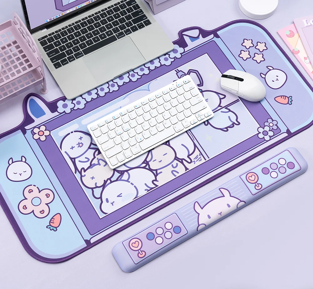 

Extra Large Kawaii Gaming Mouse Pad Cute Rabbit Ear XXL Desk Mat With Wrist Rest Water Proof Nonslip Laptop Desk Accessories