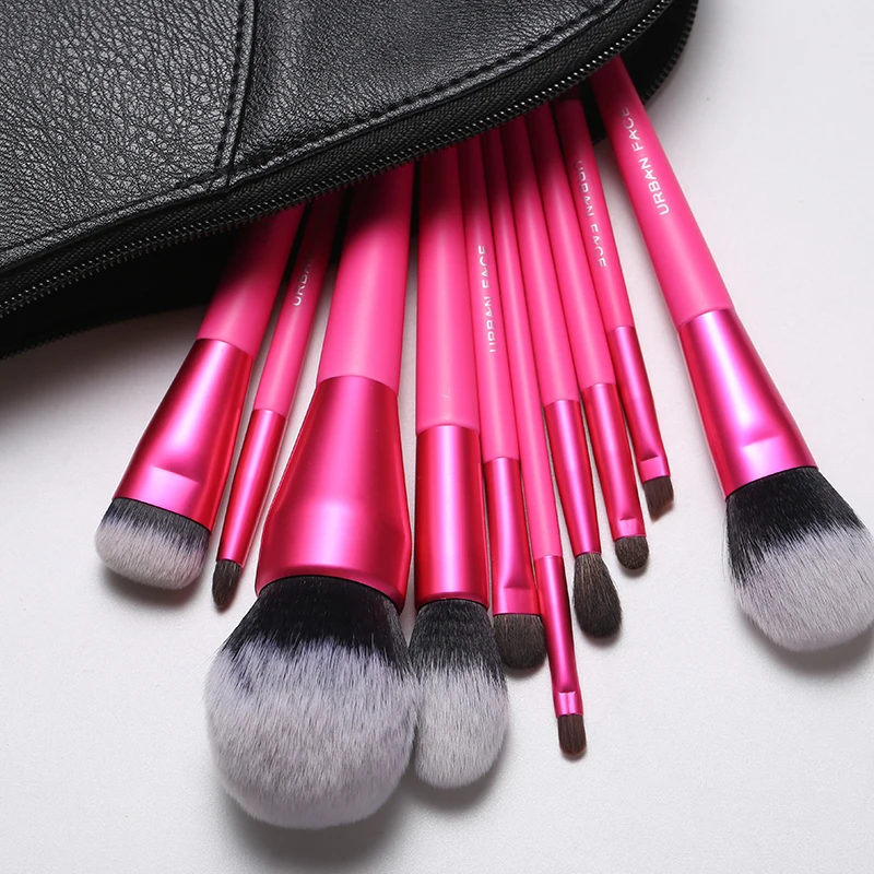 10Pcs Makeup Brushes Powder Foundation Highlight Eye-shadow Concealer Lip Eyelash&Brow Bronzing Brush Set Cosmetics Brushes Red