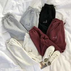 Harajuku Joggers pantaloni caldi in pile autunno inverno pantaloni sportivi donna Baggy Vintage Jogging sport pantaloni a vita alta Streetwear