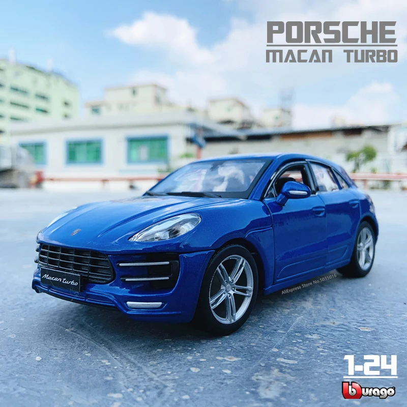 Bburago 1:24 Porsche MACAN blue simulation alloy car die-casting model handicraft decoration collection toy tools gifts