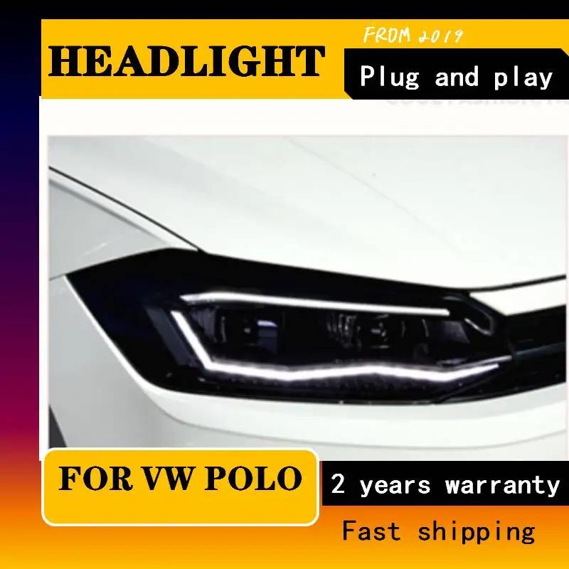 Headlights For Car VW POLO 2019 DRL Daytime Running Lights Head Lamp LED Bi Xenon Bulb Fog Lights Tuning Car Accessories