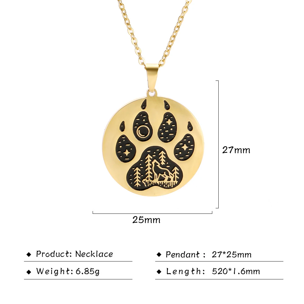 COOLTIME Animal Dog Wolf Cat Claw Pendant Necklace for Women Men Stainless Steel therian Necklaces best friends Couple Jewelry