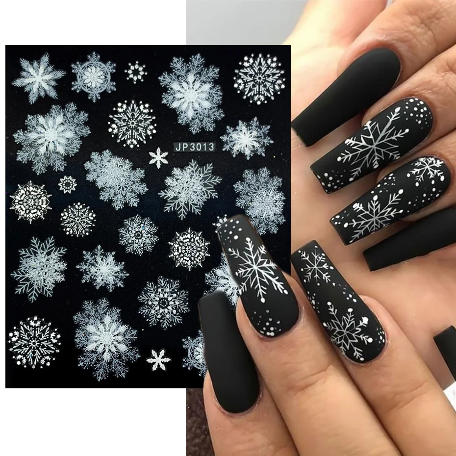 White Sky Cloud Nail Stickers 5D Star Moon Rose Angel Christmas Snowflake Embossed Design Slider Transfer Decal NLJP1019-JP1036