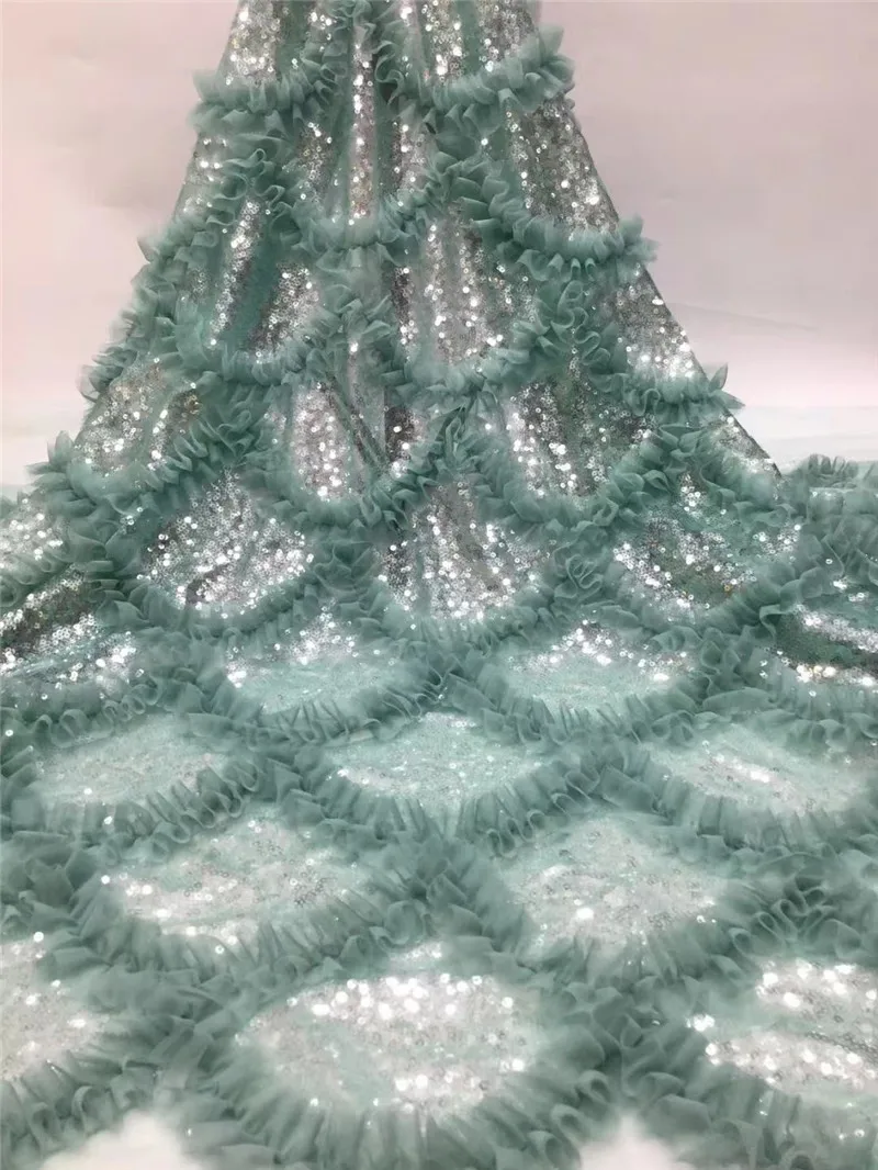 Materiale 3D tessuto di pizzo nigeriano Top vendita moda ricamo Tulle materiale francese per matrimonio o abito da festa