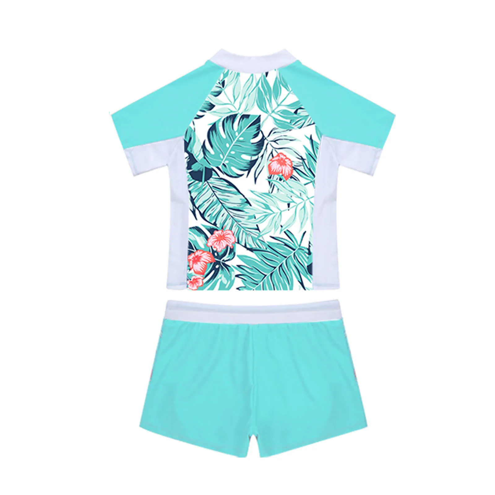 TiaoBug Summer 2Pcs costume da bagno per bambina con stampa floreale girocollo maniche corte Top e Boyshorts costumi da bagno costume da bagno da spiaggia