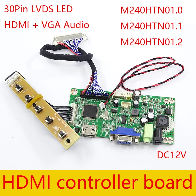 M240HTN01.0 M240HTN01.1 M240HTN01.2 Controller Board HDMI and VGA DC12V LVDS 30Pin LED 1920*1080 DIY Display 24Inch Screen