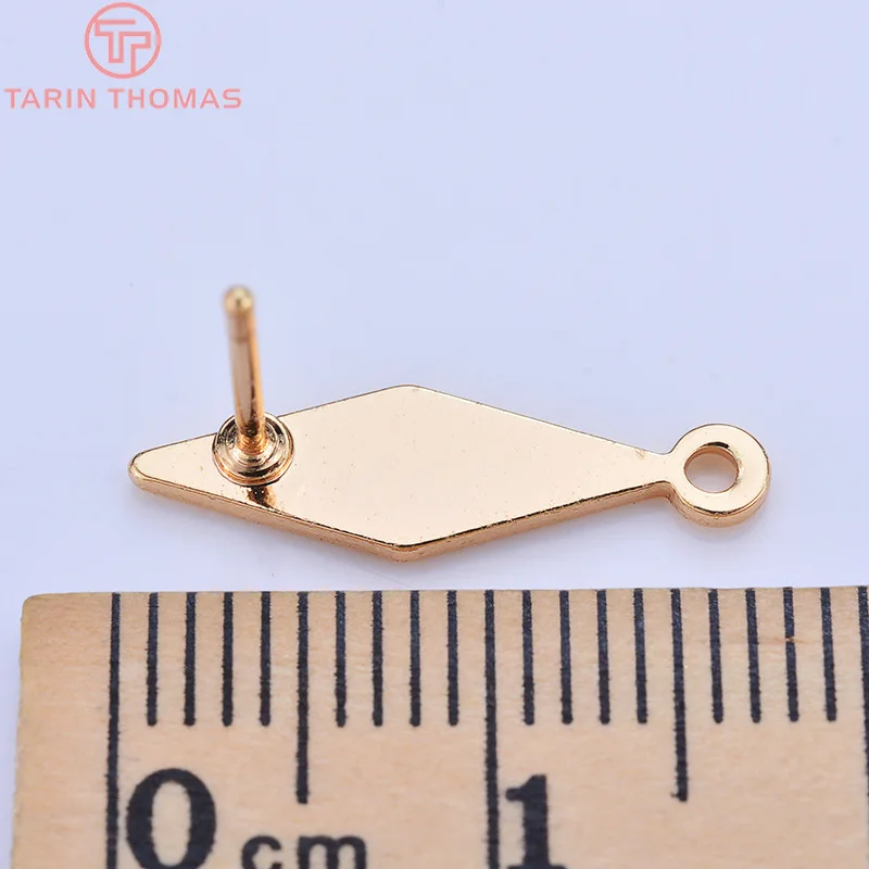(2014) 10PCS 4.5x17.5MM 24K Gold Color Brass Long rhombic rhombus simple earrings Pins High Quality Diy Jewelry Accessories