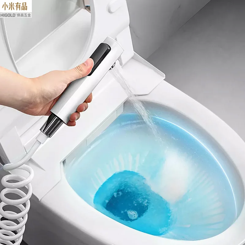 HIGOLD Handheld Spray Gun Toilet Pressurized Flusher Strong Flushing 2M Telescopic Tube Handheld Bidet Sprayer for Xiaomi Mi