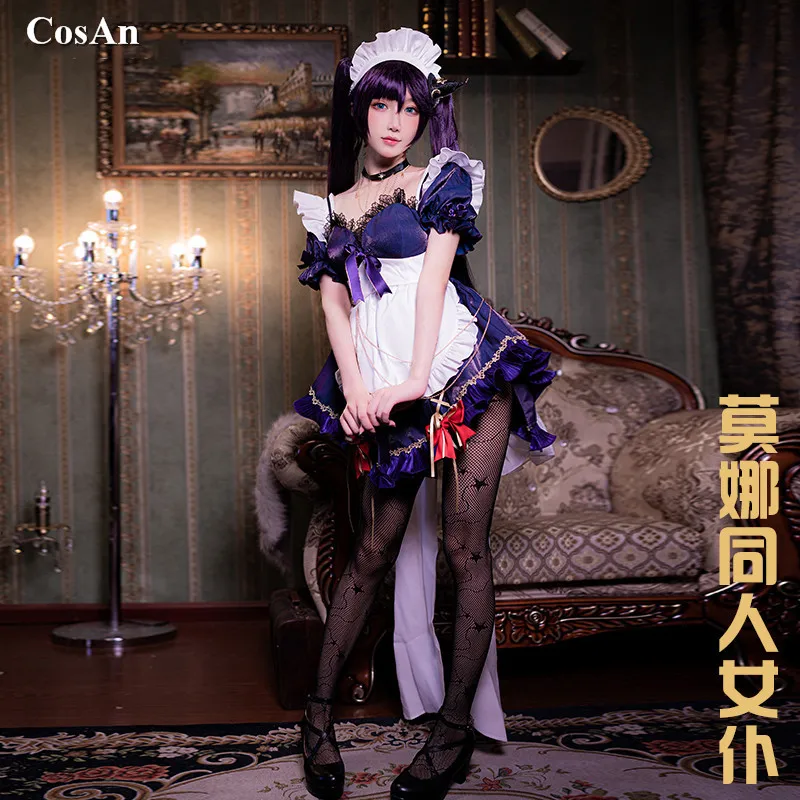 

Hot Game Genshin Impact Mona Cosplay Costume Astrologer Lovely Sweet Maid Outfit Female Activity Party Role Play Clothing S-XL