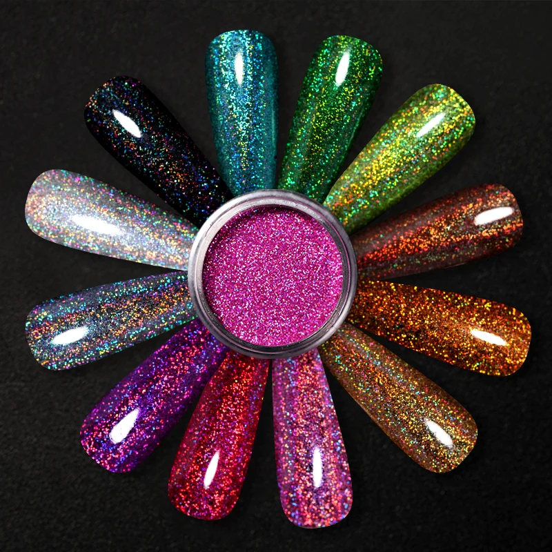 Sparking Shining Sequins Gel Polonês Flocos, Manicures Decoração, Pó nas unhas, Pó iridescente, Vermelho, Prata