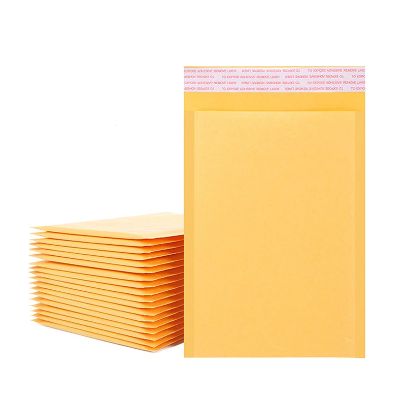 50Pcs Yellow Kraft Bubble Bag Gift Packaging Paper Bubble Mailers Waterproof Padded Envelope Business Office Shipping Bags