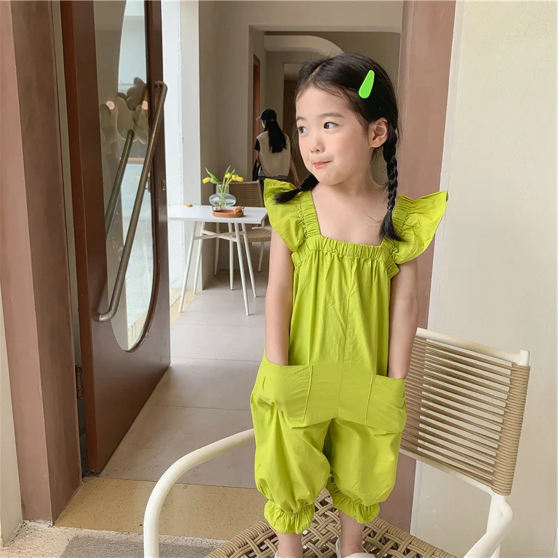 Summer Girls Overalls Little Baby Thin Sleeveless Jumpsuit Sweet Children\'S Clothing Baby Girl Clothes Korean Fashion Jumpsuit