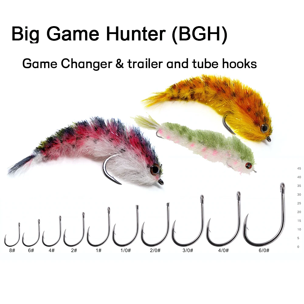 30pcs Carbon Steel Fishing Hooks 1X Short-shank Streamer Hook Fly Tying Fishing Hook For Game Changer Trailer and Tube Flies - view 5