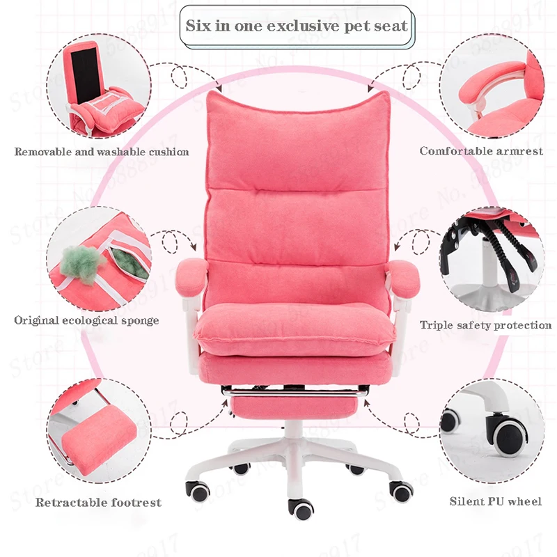 Simple Computer Chair Office Home Boss Chair Comfortable Net Red Anchor Chair Can Lie In Pink White Chair Live Broadcast Chair