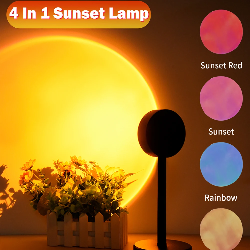 USB Sunset Lamp Sunset Projector Mood Light Living Room Bedroom Night Light Room Decor Bar Atmosphere Photography Background