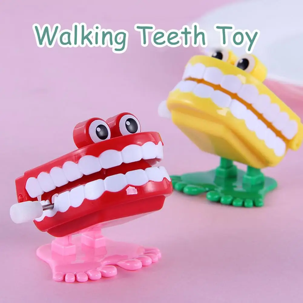 

Novelty Dentures Clockwork Fun Toy Teeth Clockwork Beating On The Chain Classic Toys Halloween Funny Teeth Model Toys Kids Gift