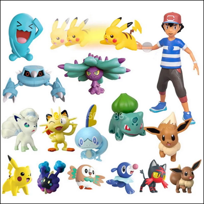 Tomy Pokemon 4 - 6 Cm Charmander Popplio Litten Pikachu Rowlet Treecko Eevee Fennekin Greninja Anime Action Figure Dolls Toy