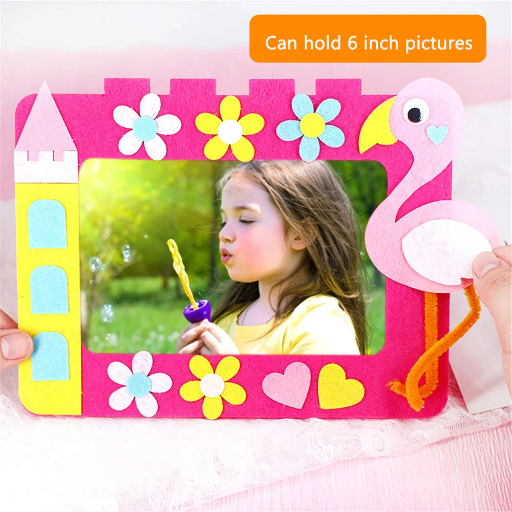 2Pcs DIY Non-woven 3D Photo Picture Frame Toy Handmade DIY Craft Material Package Home Decoration Teaching Aids Toys for Girls