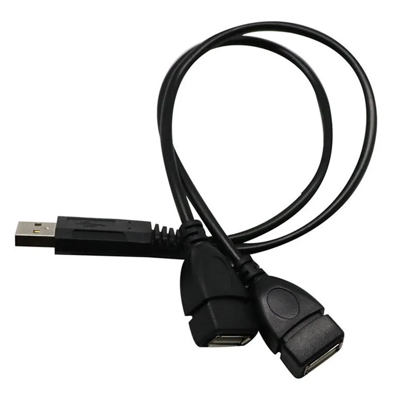 HOT 30cm Y Splitter Hub Power Cord Adapter Cable USB 2.0 A Male To 2 Dual Female Jack