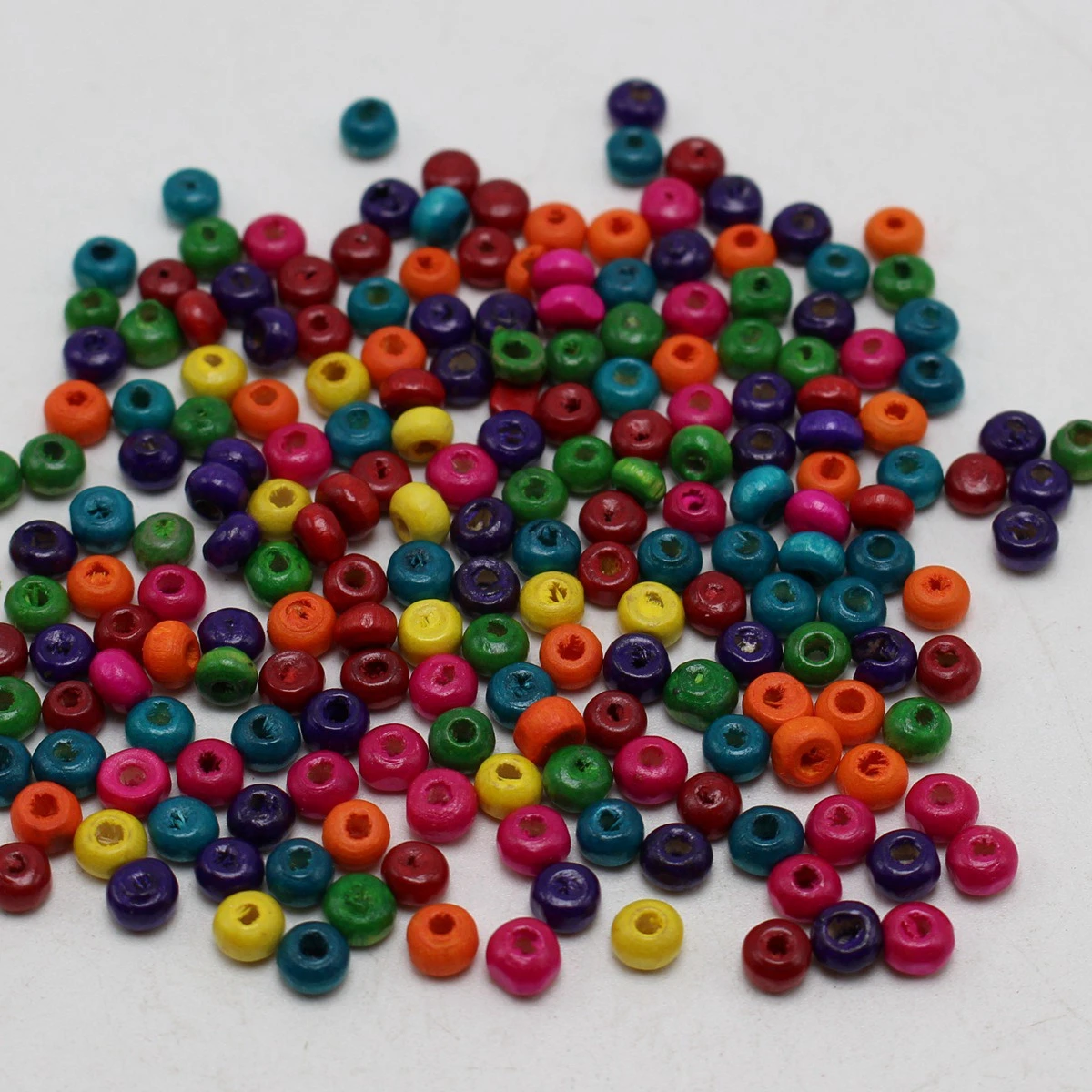 1000 Mixed Color 4mm Round Wood Beads~Wooden