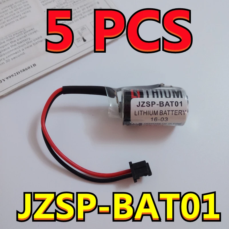 

(New Date!!) 5pcs Original New Battery JZSP-BAT01 ER3V 3.6V 1200mAh PLC Li-ion Batteries With Black Plug