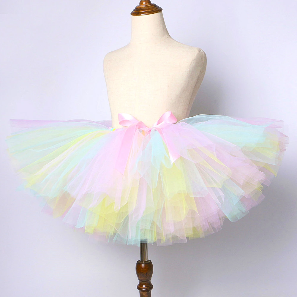 Pastel Unicorn Tutu Skirt for Baby Girls Dance Tutus Kids Tulle Skirts for Birthday New Year Costume Toddler Outfits 3M-14 Years