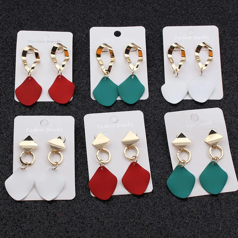 2020 Statement Earrings Green Blue Red Black White Gold Irregular Square Round Geometric Earrings for Women Jewelry Oorbellen