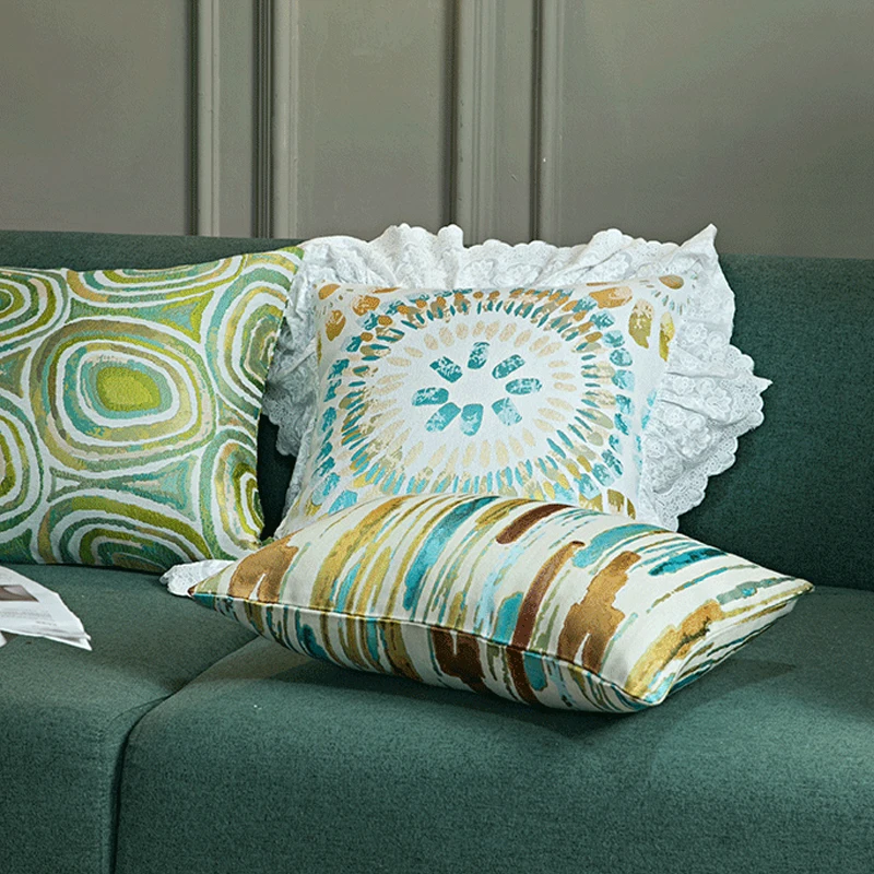 

Pillow Cover Bedroom Living Room Sofa Lace Cushion Home Decoration American Pastoral Simple Modern Printing Cushion Cover