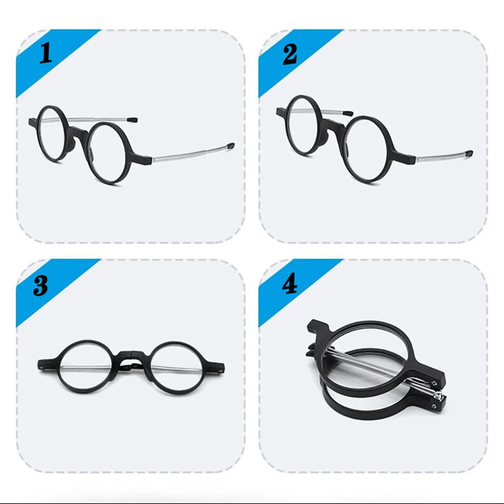 Runde (8) Mode Faltbare Lesebrille Für Frauen Protable Smart Gläser Mit Fall Rahmen Brillen Männer gafas de lectura – Detail 6