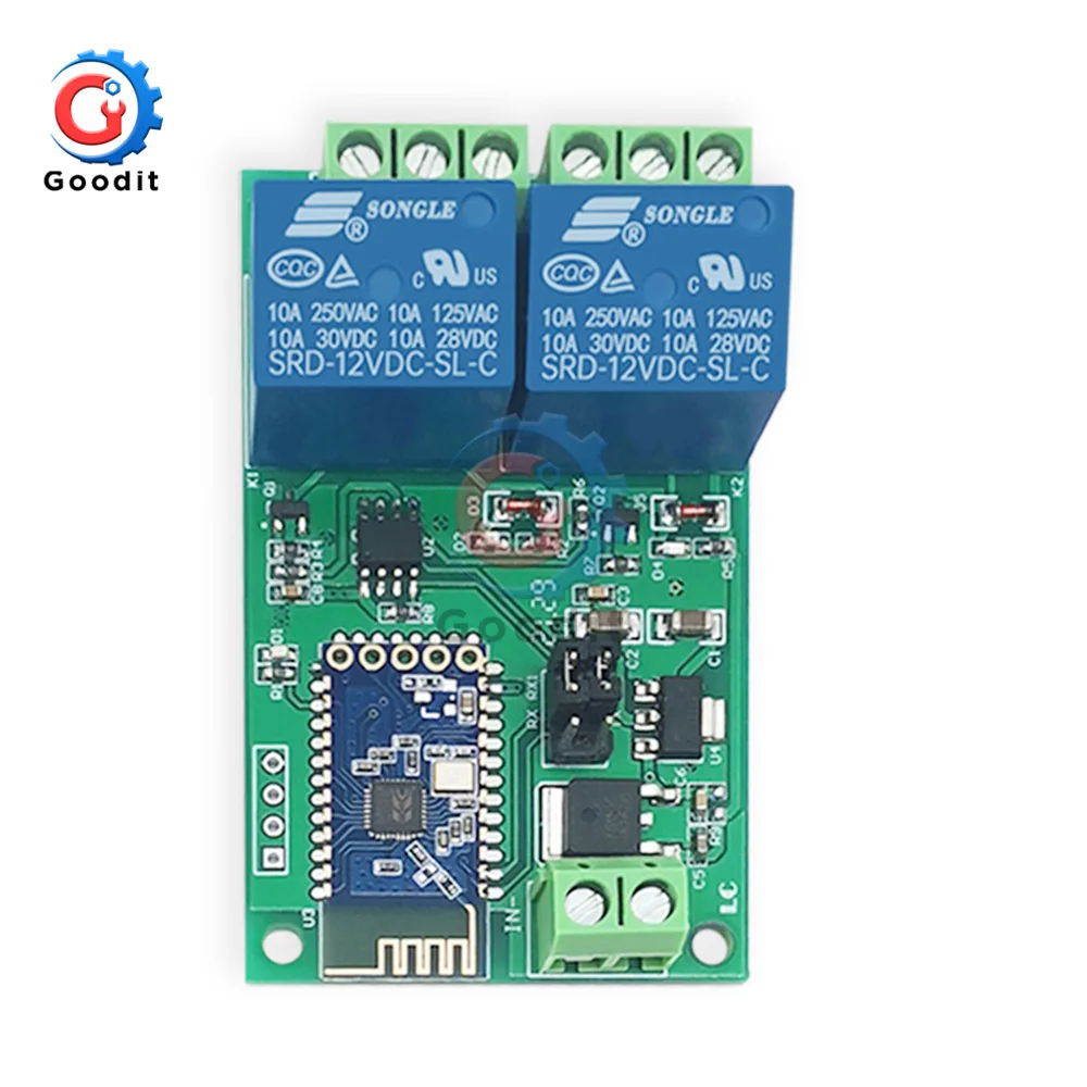 5V/12V 2-Channel Bluetooth Relay Module Smart Home Mobile APP Remote Control Switch Dual WiFi Module