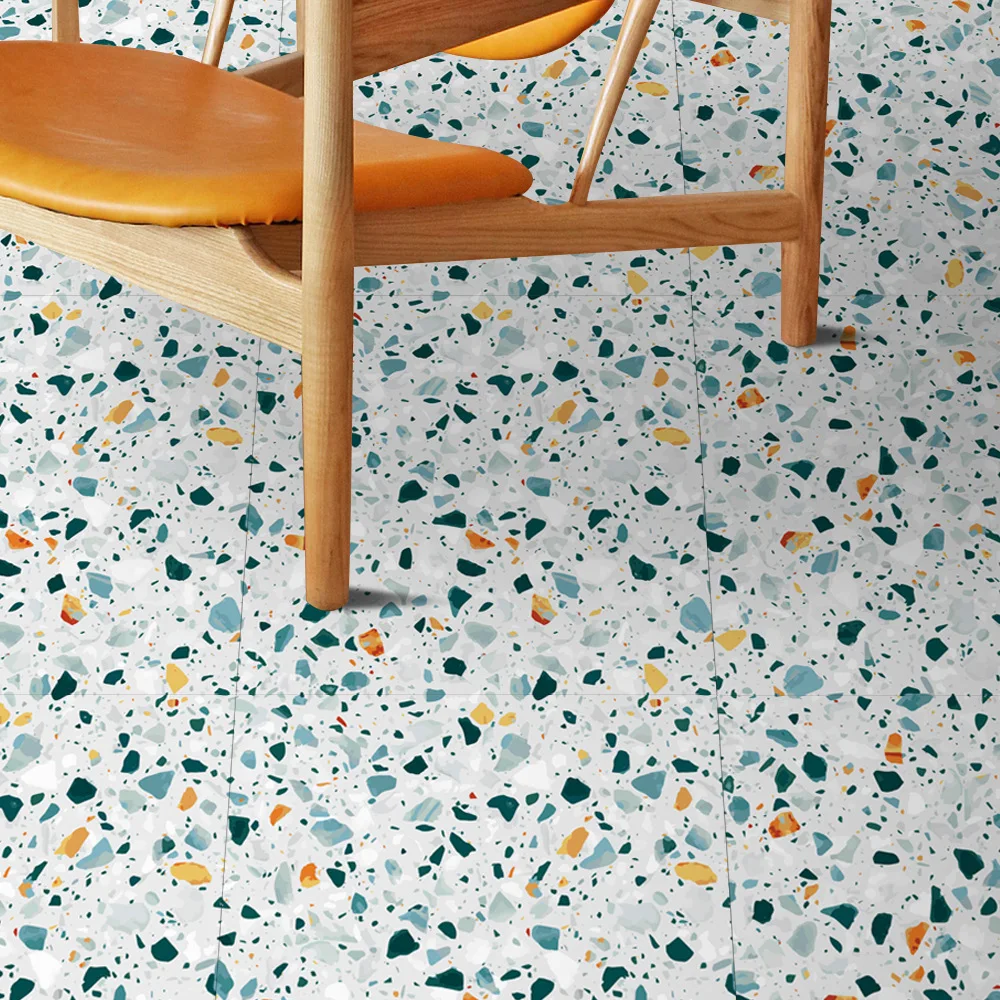 Floor Stickers Self Adhesive Waterproof Wallpaper Bathroom Living Room Wall Sticker Thicken Ground Decor Terrazzo