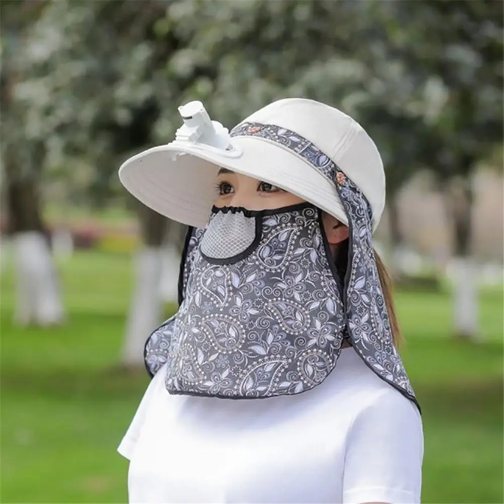 Sun Cap Riding Face  Mask With Electric Fan For Outdoor Sports Tea Picking Sun Hat Cool, breathable and sweat-absorbent