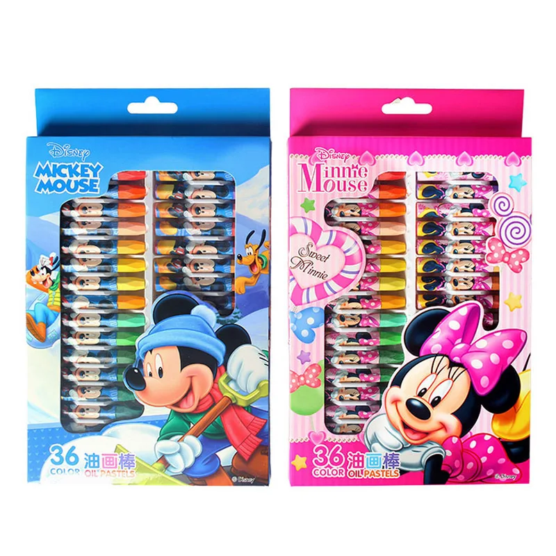 Imagem -05 - Conjunto de Pintura para Crianças Mickey e Minnie Pastel a Óleo para Estudante e Criança Baby Puzzle Brush Presente de Aniversário 12 Cores 18 Cores 24 Cores 36 Cores