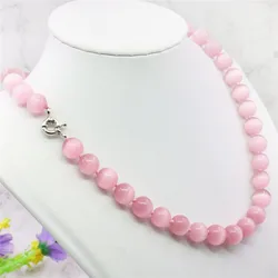 4 Colors New AAA 10mm Pink Cats Eyesd Mexican Opal Round Necklace 18'' Beads Jewelry Making Design Natural Stone