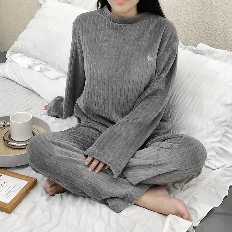 Winter Pyjamas Set Warm Women\'s Flannel Pajama Autumn Coral Bath Velvet Suit Badjas Female Sleepwear Home Suits Clothes пижама