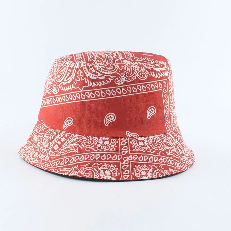 2022 New Fashion Vintage Print Bucket Hats Reversible Bob Chapeau Femme Hip hop Caps Gorro Men Fisherman Hat