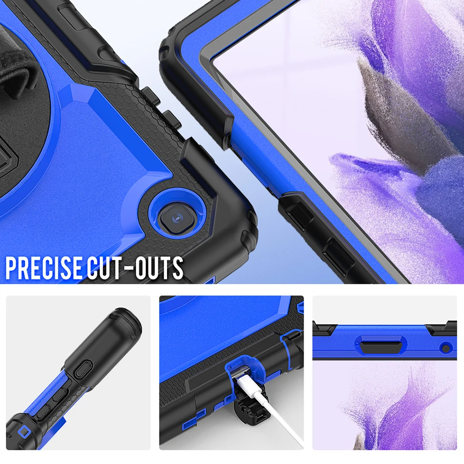 Coque en Silicone avec support pivotant à 360 degrés pour Samsung Galaxy Tab A7 Lite, étui pour enfants T220, T225, antichoc avec protecteur d'écran