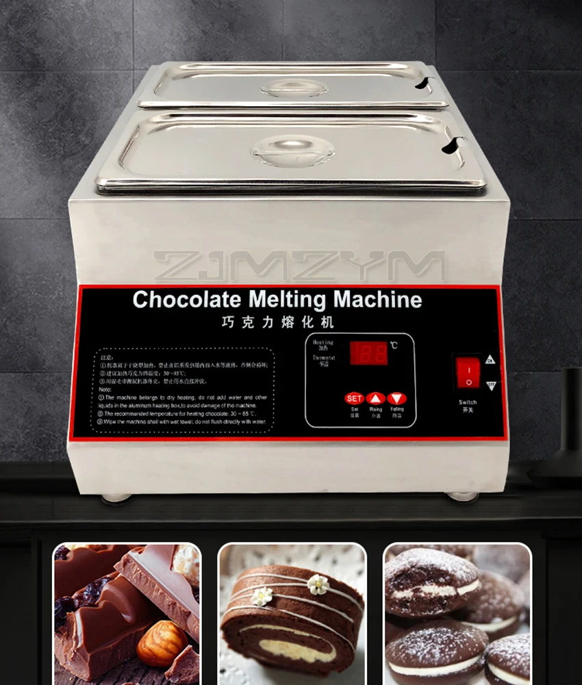 Machine de fusion de chocolat électrique, affichage numérique commercial, chauffage à l'air, pot de fusion de chocolat et de fromage, réchauffeur, fondeur, grille 1, grille 2/4